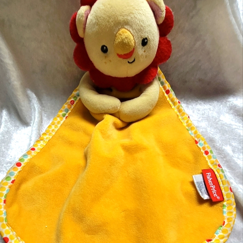 Fisher Price Lion Lovey Baby Rattle & Security Blanket Yellow Plush 2015 - Picture 5 of 6